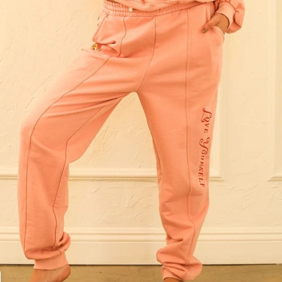 Love Yourself Drawstring Pink Sweatpants -Dippin Daisys Medium NWOT - Picture 1 of 7